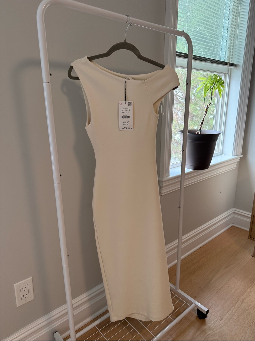 Zara Cream Off-Shoulder Midi Dress